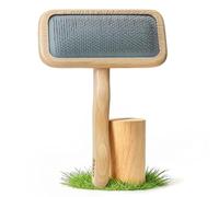 UTEE Large Dog Slicker Brush - Ergonomic Beech Wood Handle & 120° Curved Stainless Pins for Goldendoodles, Labradoodles & Poodles Professional Pet Grooming Brush