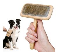 UTEE Large Dog Slicker Brush - Ergonomic Beech Wood Handle & 120° Curved Stainless Pins for Goldendoodles, Labradoodles & Poodles Professional Pet Grooming Brush