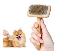 UTEE Medium Dog Slicker Brush - Ergonomic Beech Wood Handle & 120° Curved Stainless Pins for Toy Poodles, Bichons & Cocker Spaniels Professional Pet Grooming Brush