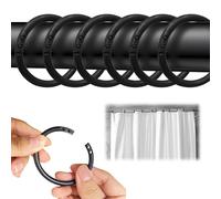 UTEFIF Pack of 24 Black Plastic Shower Curtain Rings, Hooks, Hanging Rings for Most Shower Curtains