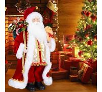 Uten 17" Santa Claus Decorations, Christmas Standing Figurine Ornaments with Gifts Bag and Small Bear for New Year Christmas Decoration Navidad Natal Gifts