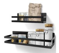 Uten 2 Pack Spice Rack Iron Magnetic Shelf, Magnetic Spice Rack Organizer, Wall Mounted Seasoning Organizer, for Cabinet Refrigerator - Black