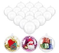 Uten 20 Pcs Christmas Baubles Clear Plastic Christmas Ball Tree Ornaments 8 cm