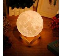 Uten 3D Moon Lamp, LED Moon Night Light, Smart Bedside Table Lamp, USB Rechargable, Touch Control, Dimmable Color Changing LED Baby Bedside Lamp, Bedroom, Camping (Yellow,Warm White)