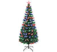 Uten 6ft/1.8m Fibre Optic Christmas Tree, Artificial Christmas Tree with 8 Modes Color Changing Fibre Optic LED Light and Star, 220 Natural PVC Tips, Home Xmas Tree Decoration, Metal Stand, Reusable