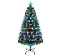 Uten Fibre Optic Christmas Tree, 4ft/1.2m Artificial Christmas Tree with Multicolor Fibre Optic LED Light and Star, 125 Natural PVC Tips,Indoor Home Xmas Tree Decoration, Metal Stand, Reusable