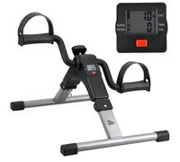 Uten Folding Pedal Exerciser, Mini Exercise Bike, Portable Foot Peddler Desk Bike for Leg and Arm Exercisers, Adjustable Sitting Workout with Electronic Display(Silver)