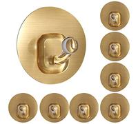 Uten Hooks for Hanging, Adhesive Hooks Heavy Duty, Hanging up to 5KG, for Wall, Door, Coat, Hat in Bathroom Living Room Kitchen, Golden, 10 Pack