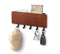 Uten Key Rack with Shelf, Key Holder Wall Mounted Strong Iron Key Rack No Drilling with 5 Hooks for Letter, Living Room, Bathroom, Garage