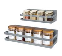 Uten Magnetic Spice Rack, 2 Pack Strong Magnetic Shelf, Wall Mountedr Spice Rack Without Drilling, for Cabinet Refrigerator Space Saving Kitchen Organization, Gray Texture