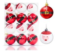 Uten Red Christmas Baubles, Pack of 12, Acrylic, 6cm Diameter, Christmas Tree Decoration