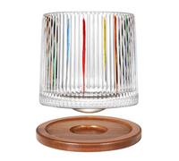Uten Rotatable Old Fashioned Crystal Whiskey Glass, 275ml/10oz, with Wood Coaster, Thickened Base, Perfect for Rum, Cocktail, Coffee, Milk - 1 Piece