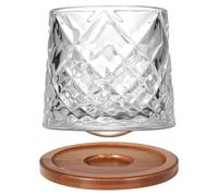 Rotatable Old Fashioned Crystal Whiskey Glass, 275ml/10oz With Wood Coaster - Thickened for Rum, Cocktails, Coffee, Milk - Stress-Reducing - 1 Piece