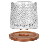 Rotatable Old Fashioned Whiskey Glass, 275ml/10oz Crystal Cup With Wood Coaster - Thickened for Rum, Cocktails, Coffee, Milk - Stress-Reducing Design - 1 Piece