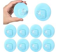 Uten Self-Adhesive Towel Hooks Without Drilling Bathrobe Hooks Transparent Set of 10 for Bathroom Kitchen (Max. 5 kg) Blue