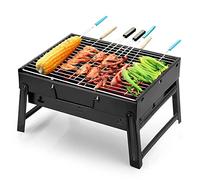Charcoal Barbecues, Uten Barbecue Grill, BBQ Grill, Portable Folding Charcoal Barbecue Grill Stainless Steel Charcoal Grill for Outdoor Cooking Camping Hiking Picnics