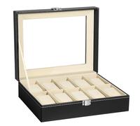 Uten Watch Box with 10 Compartments, PU Watch Box, Gift Idea for Men and Women