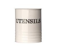 Utensil Canister, Ceramic Holder With Handwritten Style Label For Kitchen Tools, Stylish Storage Solution, Premier Housewares Cream One Size