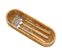 Utensil Container - Rattan Animated Kitchen Storage Container, Portable Dish Rack, Decorative Cutlery Holder, Rustic Tray for Dining Room Accessories, Multipurpose Cutlery Organization Structure