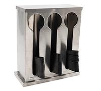Utensil Dispenser, 3 Compartment Stainless Cutlery Organizer, Plastic Silverware Holder Caddy, Forks Spoons Knives Dispenser, Flatware Organizer for Restaurant Party Buffet Table Kitchen CounterTop