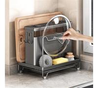 Utensil Drainer Rack with Cutlery and Cutting Board Holder Carbon Steel Dish Rack for Kitchen Countertop Storage and Organisation(Gray)