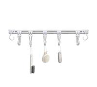 Utensil Hanging Hooks - Kitchen Rail with Hooks, Space Saving Kitchen Wall Hook, Adjustable Pan Pot Hangers Adhesive Utensil Hanger Wall Rack Rail Organizer No Drilling Holder for Hanging Knives, Pot