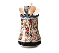 Utensil Holder, 7" Ceramic Kitchen Utensil Holder for Counter top, Large Cooking Utensil Pot for Kitchen Counter Decor, Farmhouse Utensil Organizer for Spatula & Spoon, Housewarming Gift (BOHO 4)