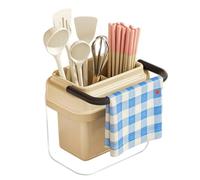 Utensil Holder Countertop - Ceramic Stoneware Pot, Large Drying Kitchen Storage | Glazed Inner Coating, Swivel 360 Degree Base, Wide Mouth Opening, Hand Painted Floral Motif For Utensil Organizer Chop