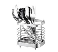 Utensil Holder, Stainless Steel Cutlery Drainer Sink Caddy Kitchen Sink Organiser Utensil Cutlery Basket Cutlery Organiser for Kitchen Utensil(S-Silver)