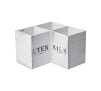 Utensil Holder - Wooden Cutlery Storage Container, Corner Cutlery on the Worktop, Cutlery Holder for Spatula and Spoons, Rustic Napkin Stand for Kitchen Table