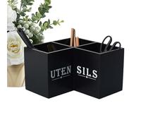 Utensil Holder - Wooden Cutlery Storage Container, Corner Cutlery Organiser on the Worktop, Cutlery Holder for Spatula and Spoons, Rustic Napkin Stand for Kitchen Table