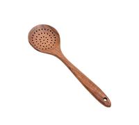 Utensil Set Wooden Cooking Utensil Teak Slotted Spoon For Cooking Natural Wood Colander Spoon With Holes Long Handle Teak Strainer With Teeth For Straining Draining Egg Meat (Brown, 28. 5x8cm)
