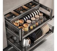 Utensils Container Blind Corner Cabinet Pull Out Organizer Carbon Steel Heavy Duty Slide Shelves - Spice Rack for Kitchen, Bathroom, Home