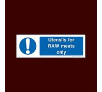 Utensils for raw meat only Plastic Sign - Raw, Cooked, Preparation, Fish, Food, Wash Hands (FP55)