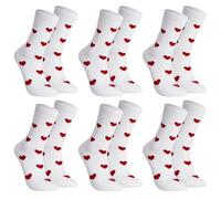 Utensilsto 6 Pairs of Heart Socks for Women, Size 37-44, White Cotton Socks, Cuddly Socks, Sports Socks, Tennis Socks, Heart Socks, Women's Socks, White, 37-44
