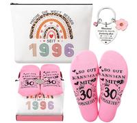 Utensilsto Funny 60th Birthday Gift Set for Women - Leopard Print Style Cosmetic Bag Socks Keychain for Women Wife Mom Grandma Sister, Rainbow colours, 30th birthday