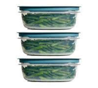 Utensilux Rubber maid Storage Containers, Easy Find Lids, Teal, 9-cup, Flex & Seal, Leak Proof Lids, Food Storage Set, Clear Meal Prep Flex Containers, 3 Piece Set, Assortment