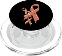 Uterine Cancer Awareness Ribbon Fighter Endometrial Chemo PopSockets PopGrip for MagSafe
