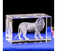 Uterstyle CRYSTAL LION STATUE,3d laser etched crystal lion figurine art,Crystal Glass Cube Engraving for Home Decoration Birthday,LION ORNAMENTS GIFTS (30 * 30 * 40mm)