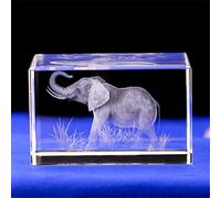 Uterstyle ELEPHANT GIFTS/3d laser etched crystal art of ELEPHANT FIGURINES Crystal Glass Cube Engraving for Home Decoration Birthday, elephant gifts for women girl children men (50 * 50 * 80)