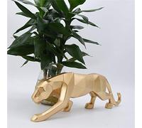 Uterstyle Leopard Sculpture Resin Animal Geometric Statue Wildlife Animal Figurine Home Decor Ornaments big cat statue leopard lion jaguar (Gold)