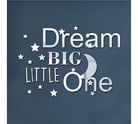 Uterui Mirror Wall Stickers Acrylic 'Dream BIG LITTLE One' Stars Moon Wall Decals Murals for Living Room Stair Wall Decor (Silver)