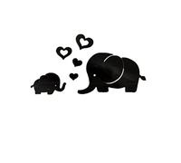 Uterui Mirror Wall Stickers Acrylic Elephant Wall Decals Murals for Living Room Stair Wall Decor (Black)