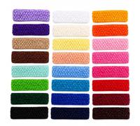 Uteruik 24 Pack Crochet Elastic Headbands for Girls, Polyester Stretch Hair Bands, 13 x 3.8 cm, Multicolour Baby and Kids Hair Accessories