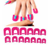 Uteruik 52pcs Nail Polish Guards, 10 Sizes Reusable Manicure Shields | Soft pink plastic, open-centre U shape, helps cover skin beside the nail, for solid colour or French tips, either hand