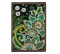Uteruik A5 Writing Notebook with DIY Diamond Painting Kits Flower Printed Leather Cover Daily 50 Plain Pages Journal Sketchbook Diary