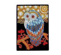 Uteruik A5 Writing Notebook with DIY Diamond Painting Kits Owl Printed Leather Cover Daily Journal Sketchbook Diary 50 Plain Pages