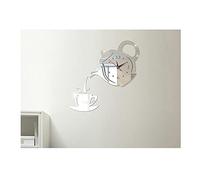 Uteruik Acrylic Mirror Wall Stickers Teapot Teacup Clock Wall Decals Murals for Living Room Bedroom Stair Wall Decor (#C)