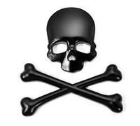 Uteruik Black 3D Skull and Crossbones Emblem Sticker, Metal Demon Skull Badge Decal with Adhesive Backing for Car, Motorcycle, Truck, SUV, Fender, Hood, Tank Decoration