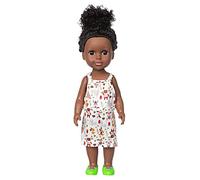 Uteruik Black Girl Doll 14 Inch African American Doll with Bib and Brace Overalls Costume Clothes for Girls Birthday Gift